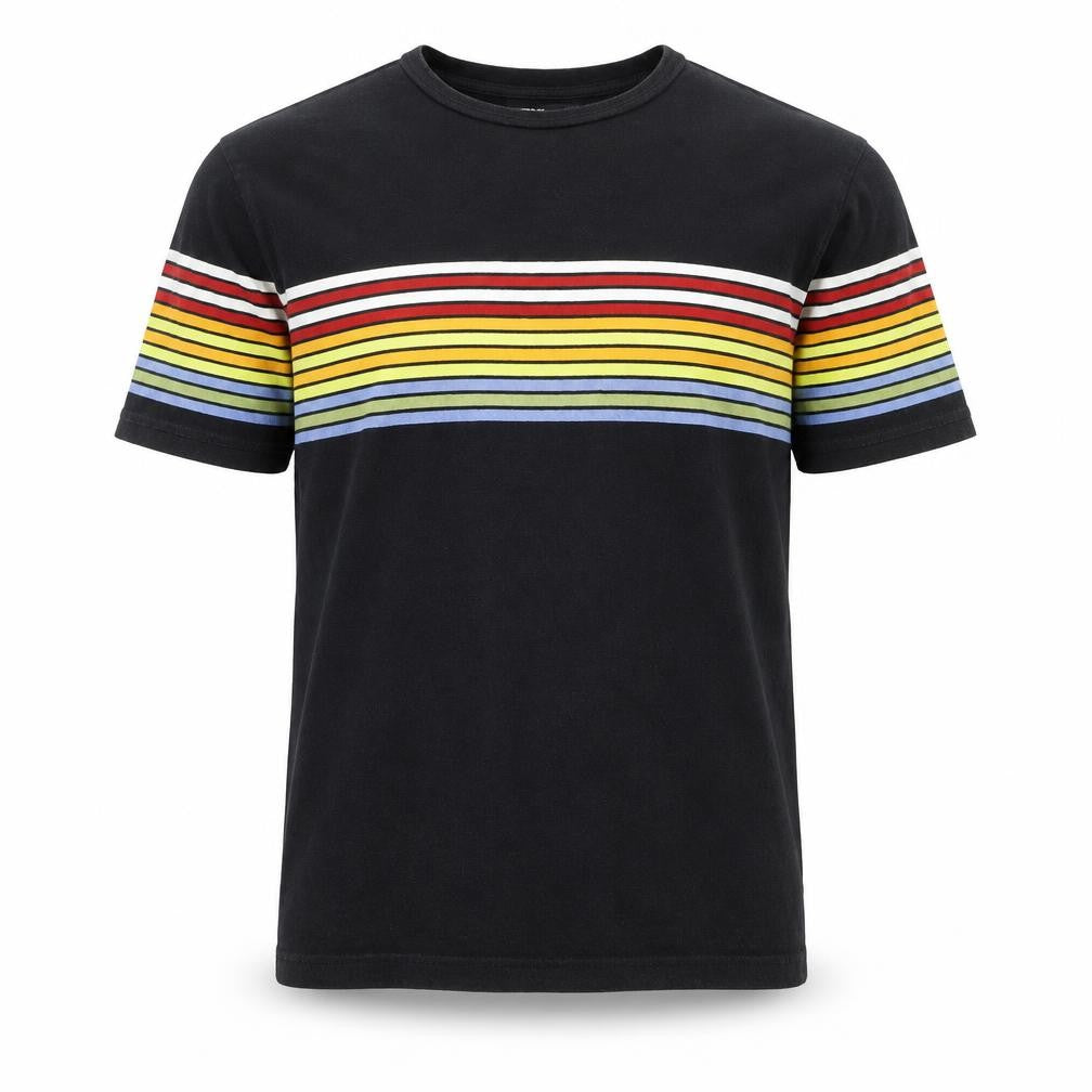 BDG Men’s Black Striped Retro Crew Neck Cotton T-Shirt Size M