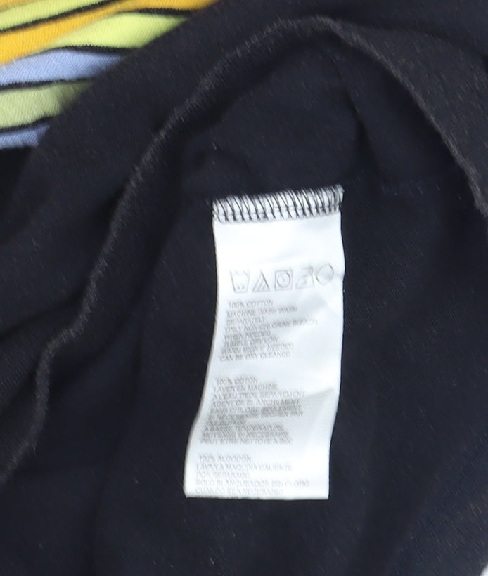 BDG Men’s Black Striped Retro Crew Neck Cotton T-Shirt Size M
