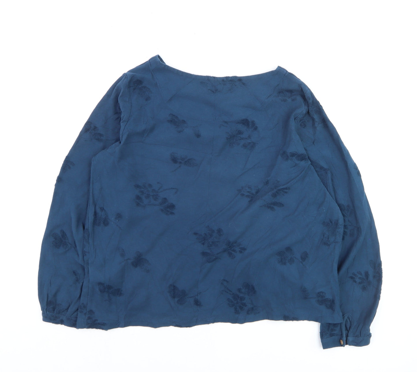 White Stuff Women’s Blue Floral Cotton Long Sleeve Blouse UK 12