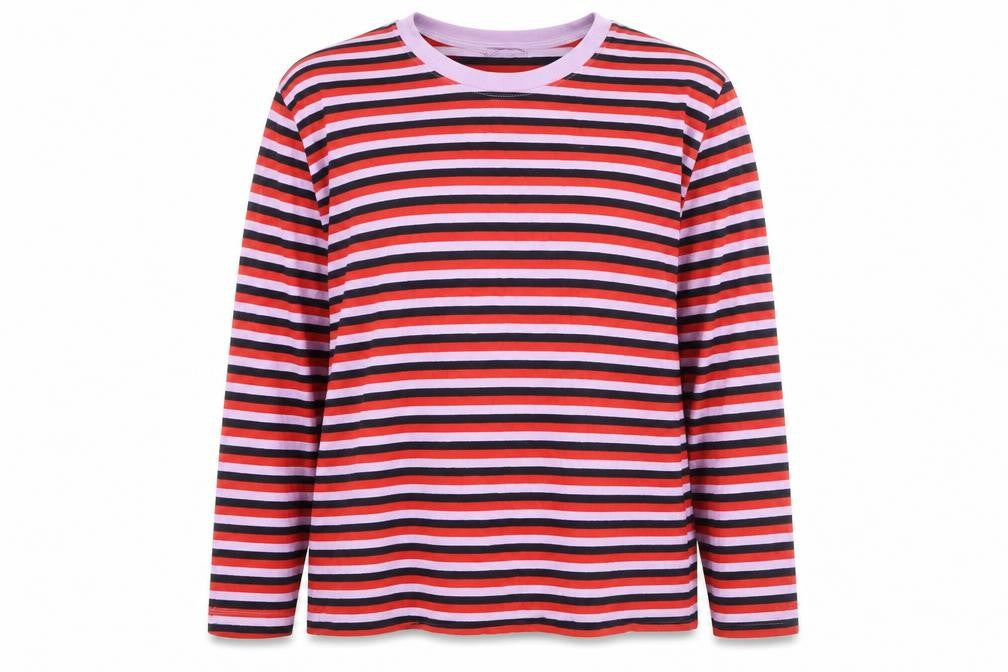 Marks & Spencer Women’s Multicoloured Striped Long Sleeve Cotton T-Shirt Size 16