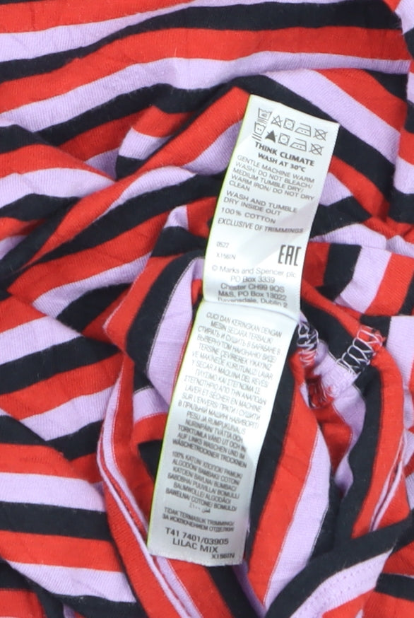 Marks and Spencer Women’s Multicoloured Striped Long Sleeve Cotton T-Shirt Size 16