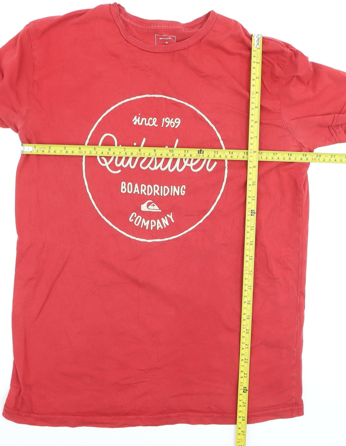 Quiksilver Men's Red Crew Neck Graphic Surf T-Shirt L Regular Fit