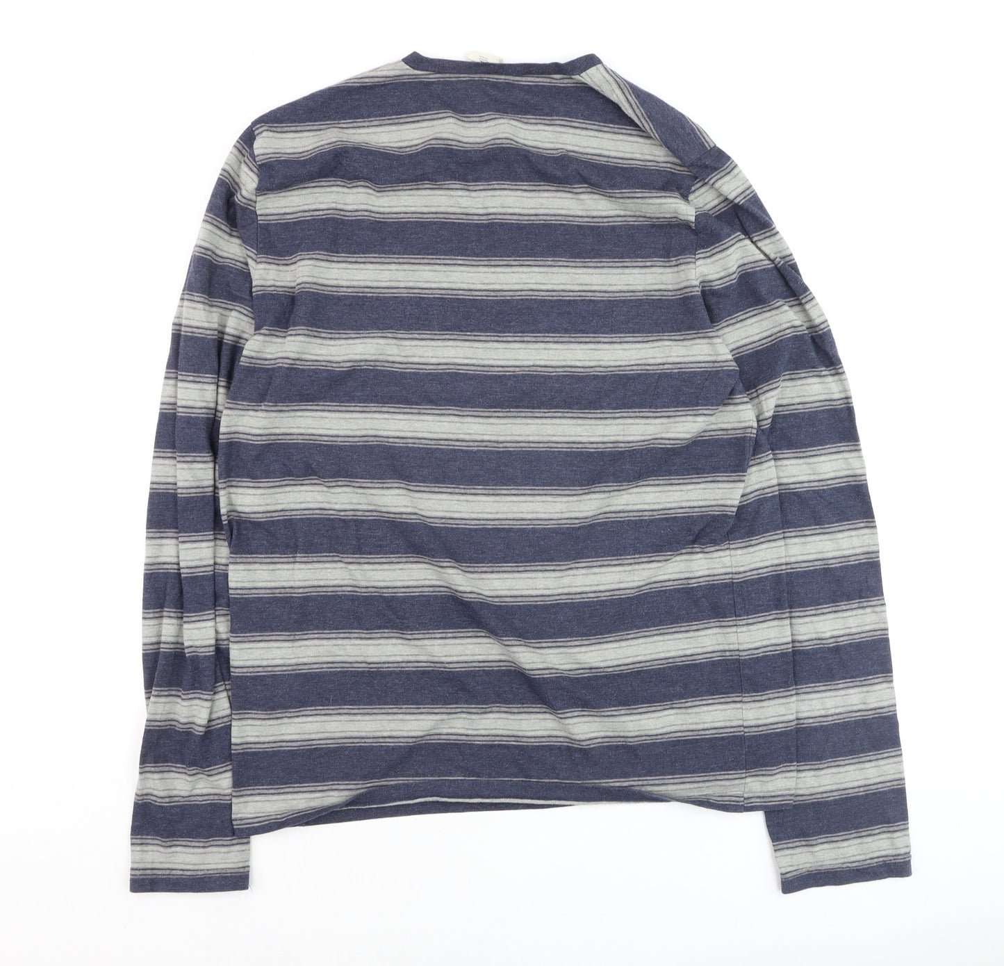 Hollister Men's Blue Striped Long Sleeve Casual Top XL