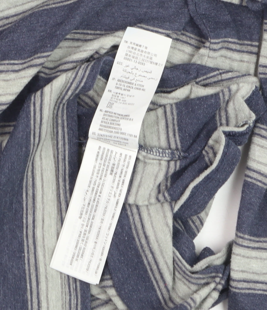 Hollister Men's Blue Striped Long Sleeve Casual Top XL