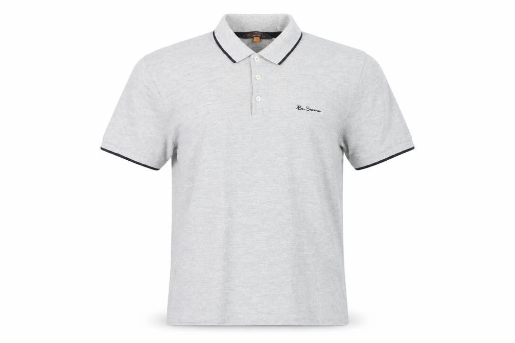 Ben Sherman Men's Grey Collared Short Sleeve Cotton Polo T-Shirt L