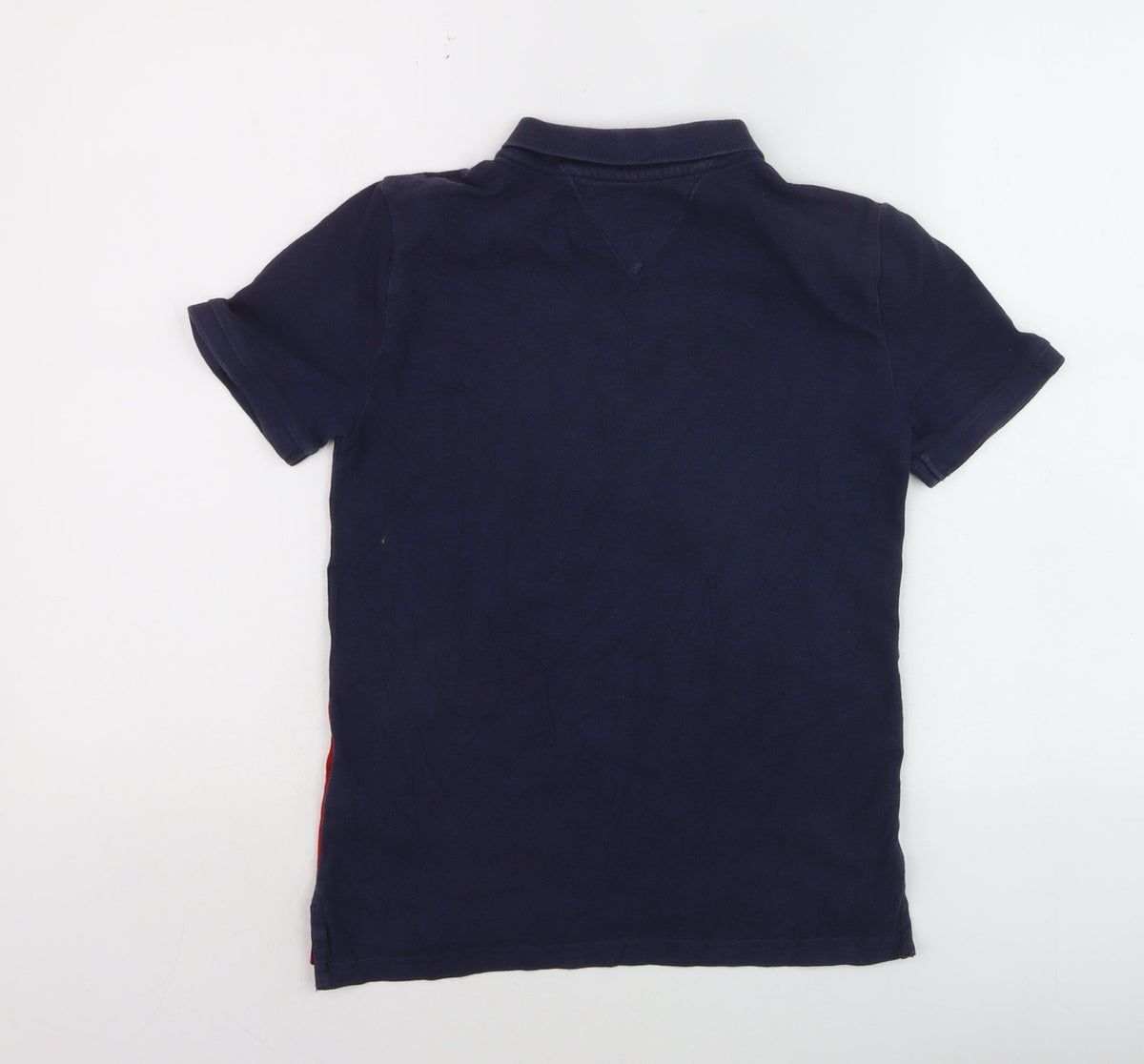 Tommy Hilfiger Boys Blue Red Colourblock Polo Shirt Size 152 Classic Cotton