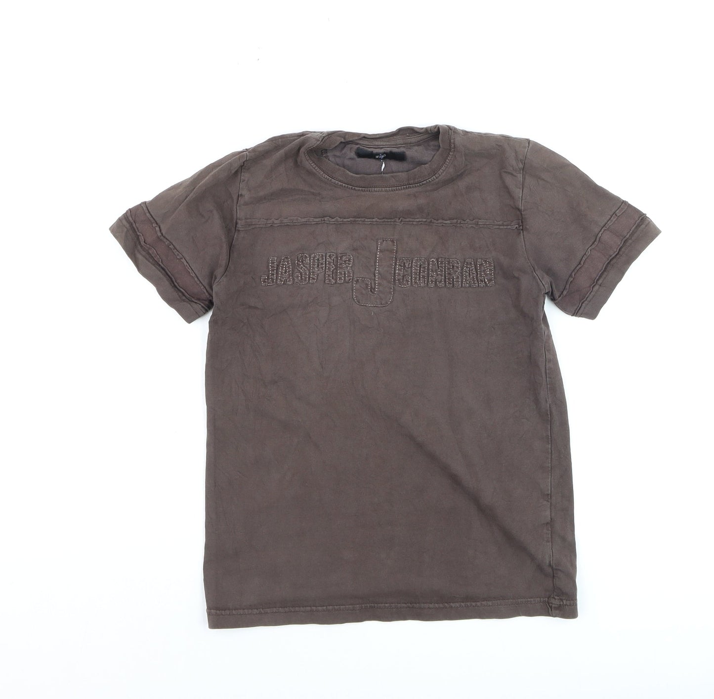 Jasper Conran Boys Brown Cotton Short Sleeve Logo T-Shirt 7-8 Years