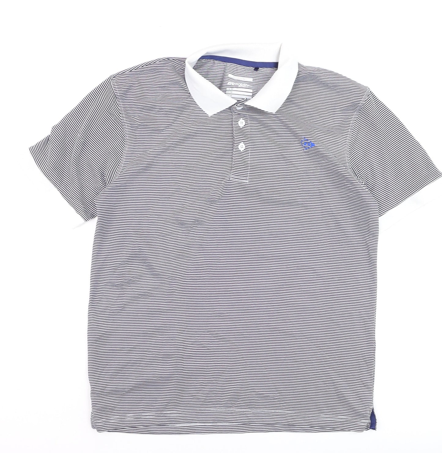 Dunlop Men’s Blue Striped Polo Shirt Regular Fit Size M
