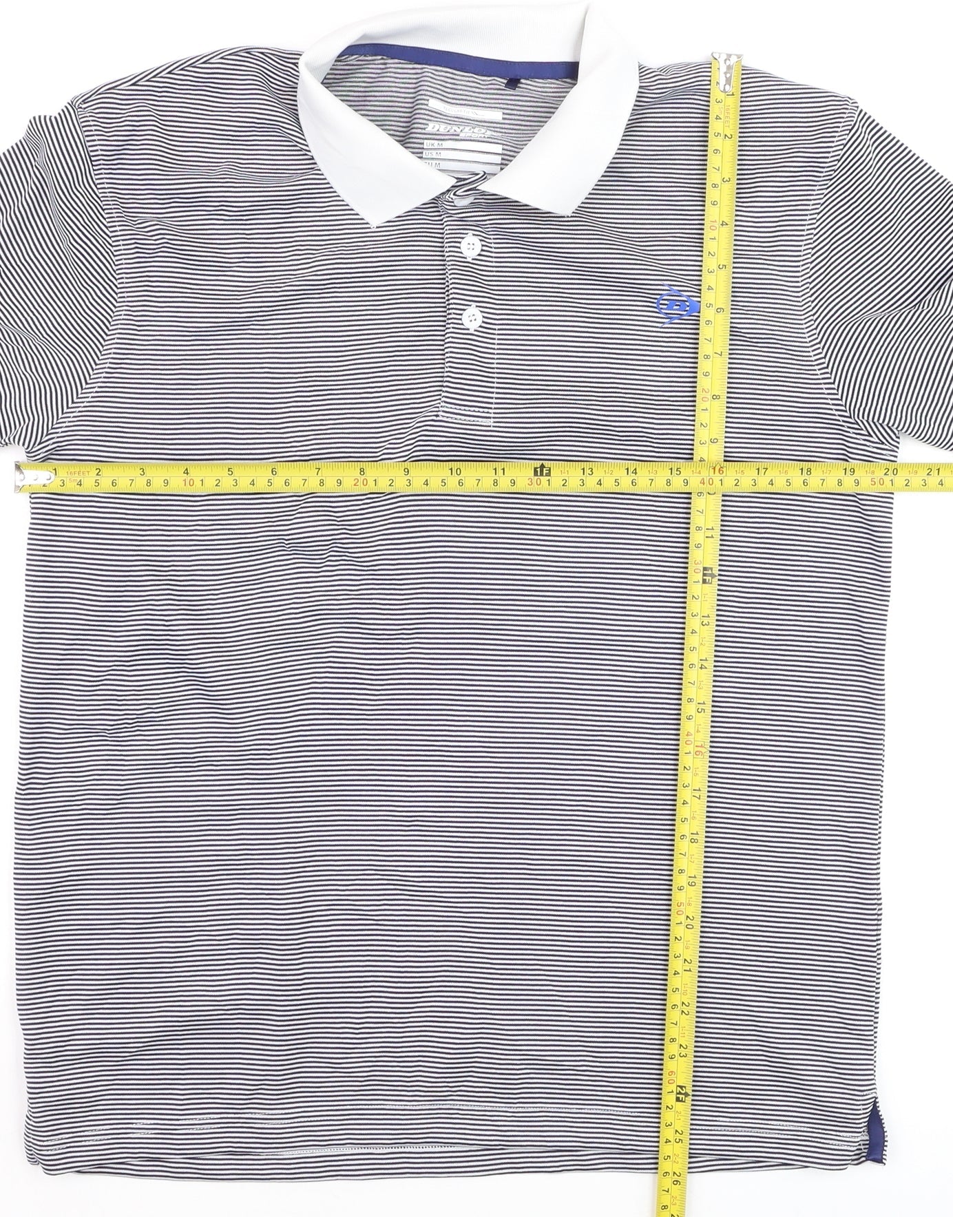 Dunlop Men’s Blue Striped Polo Shirt Regular Fit Size M
