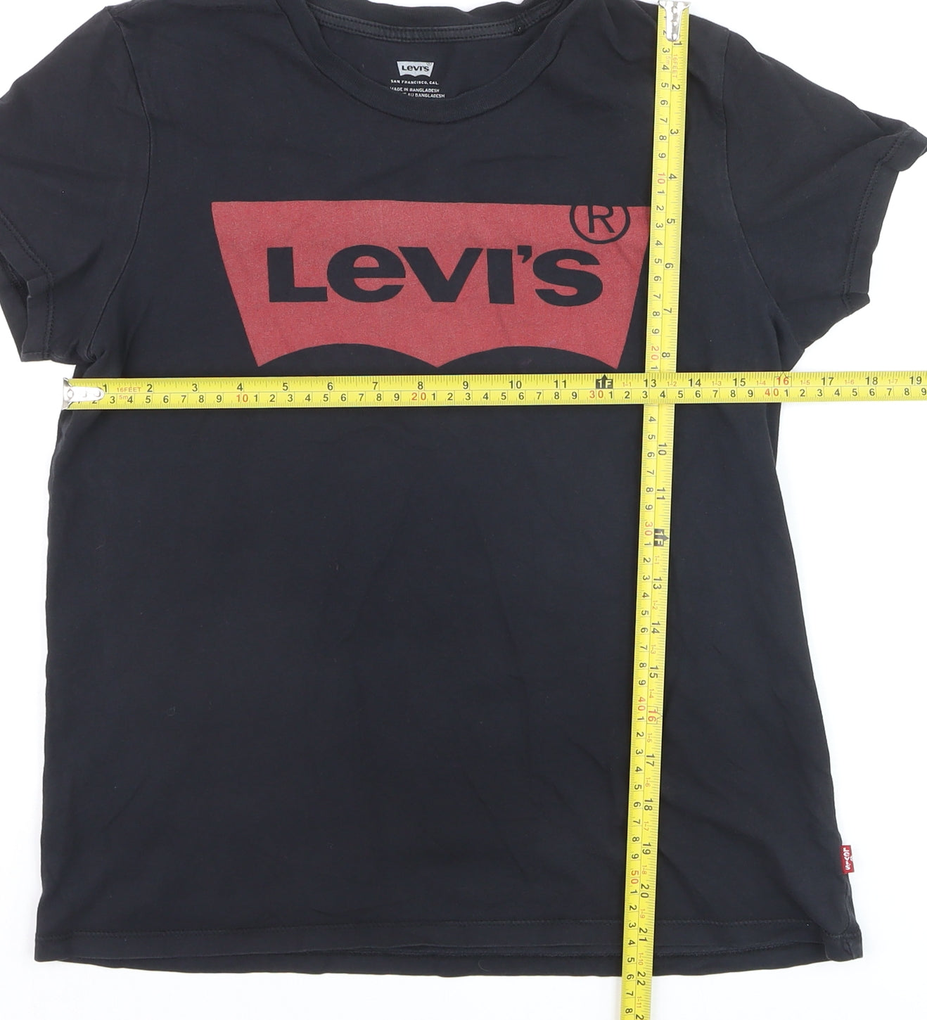Levi's Boys Black Graphic Logo T-Shirt Size S Short Sleeve Cotton