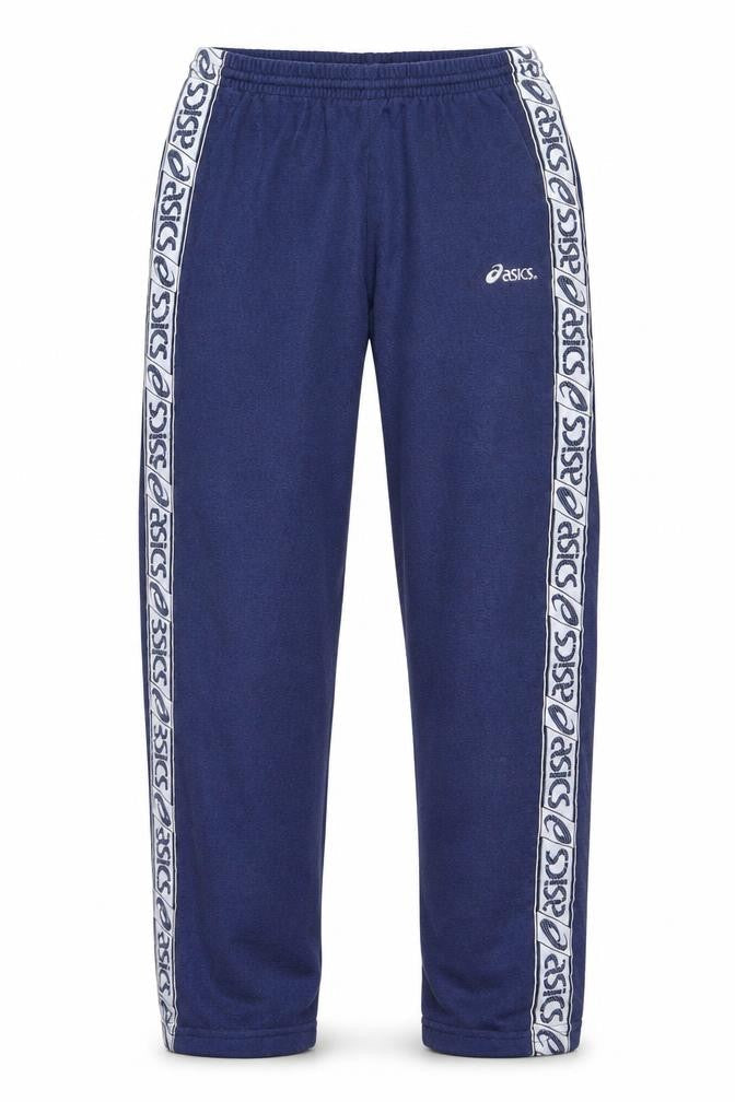 Asics Boys Blue Track Pants 20 Years Elastic Waist Fleece Trousers