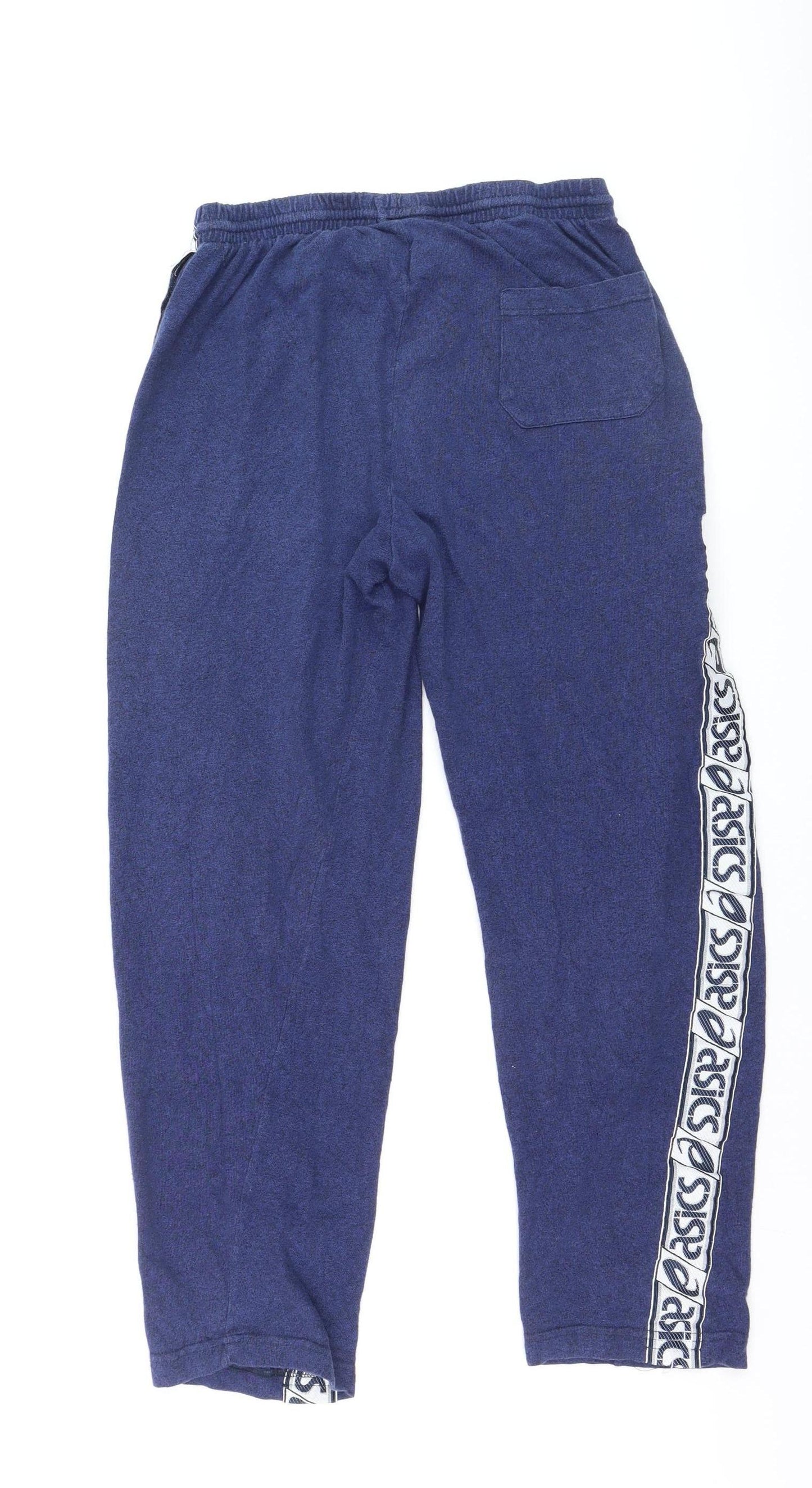 Asics Boys Blue Track Pants 20 Years Elastic Waist Fleece Trousers