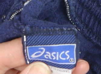Asics Boys Blue Track Pants 20 Years Elastic Waist Fleece Trousers