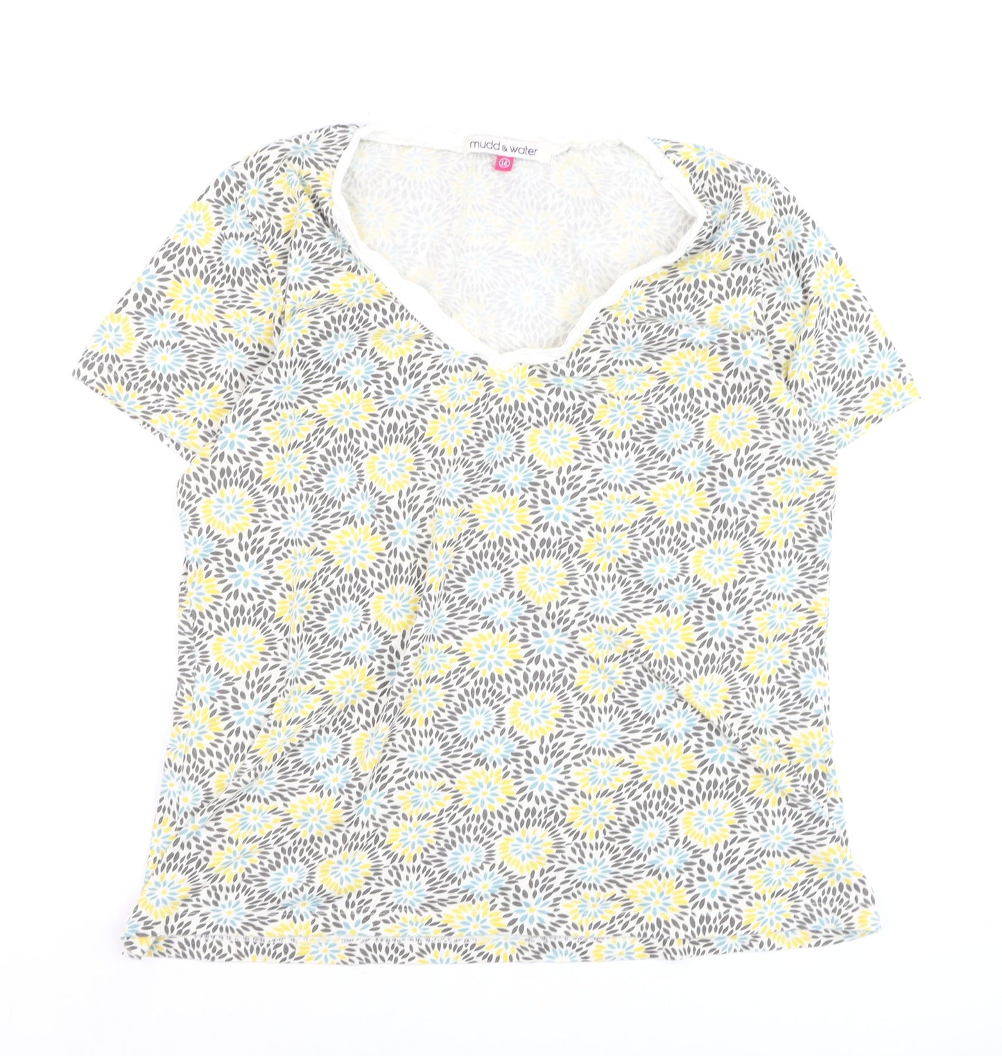 Mudd & Water Women's Multicoloured Floral Cotton V-Neck T-Shirt Size 14