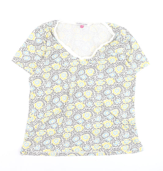 Mudd & Water Women's Multicoloured Floral Cotton V-Neck T-Shirt Size 14