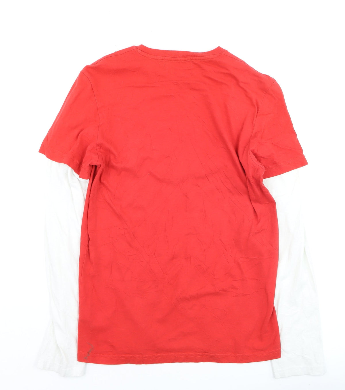 Topman Boys Red Funny Graphic Long Sleeve Layered T-Shirt Size S