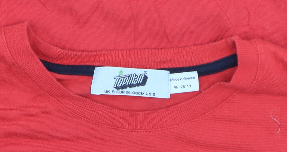 Topman Boys Red Funny Graphic Long Sleeve Layered T-Shirt Size S