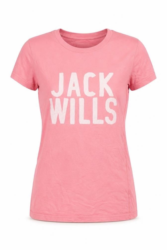 Jack Wills Womens Pink Slim Fit Basic Cotton T-Shirt Size 8