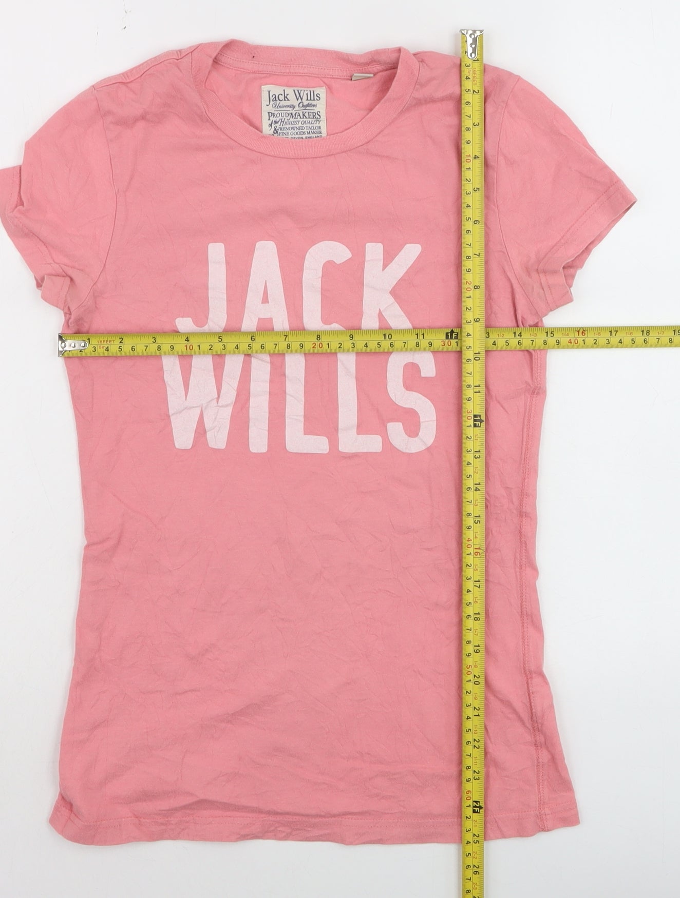 Jack Wills Womens Pink Slim Fit Basic Cotton T-Shirt Size 8