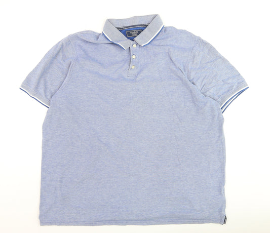 Maine New England Men's Blue Cotton Polo Shirt XL Regular Fit