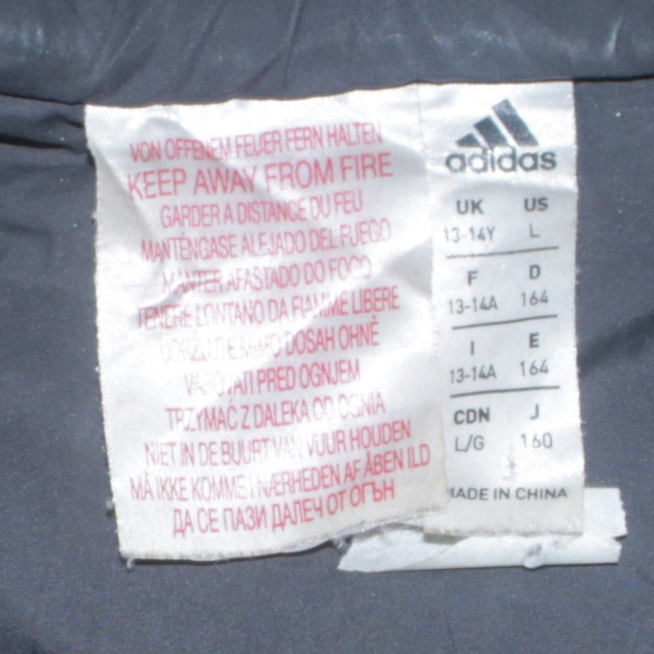 Adidas Boys Black 13-14 Years Hooded Puffer Jacket Winter Coat