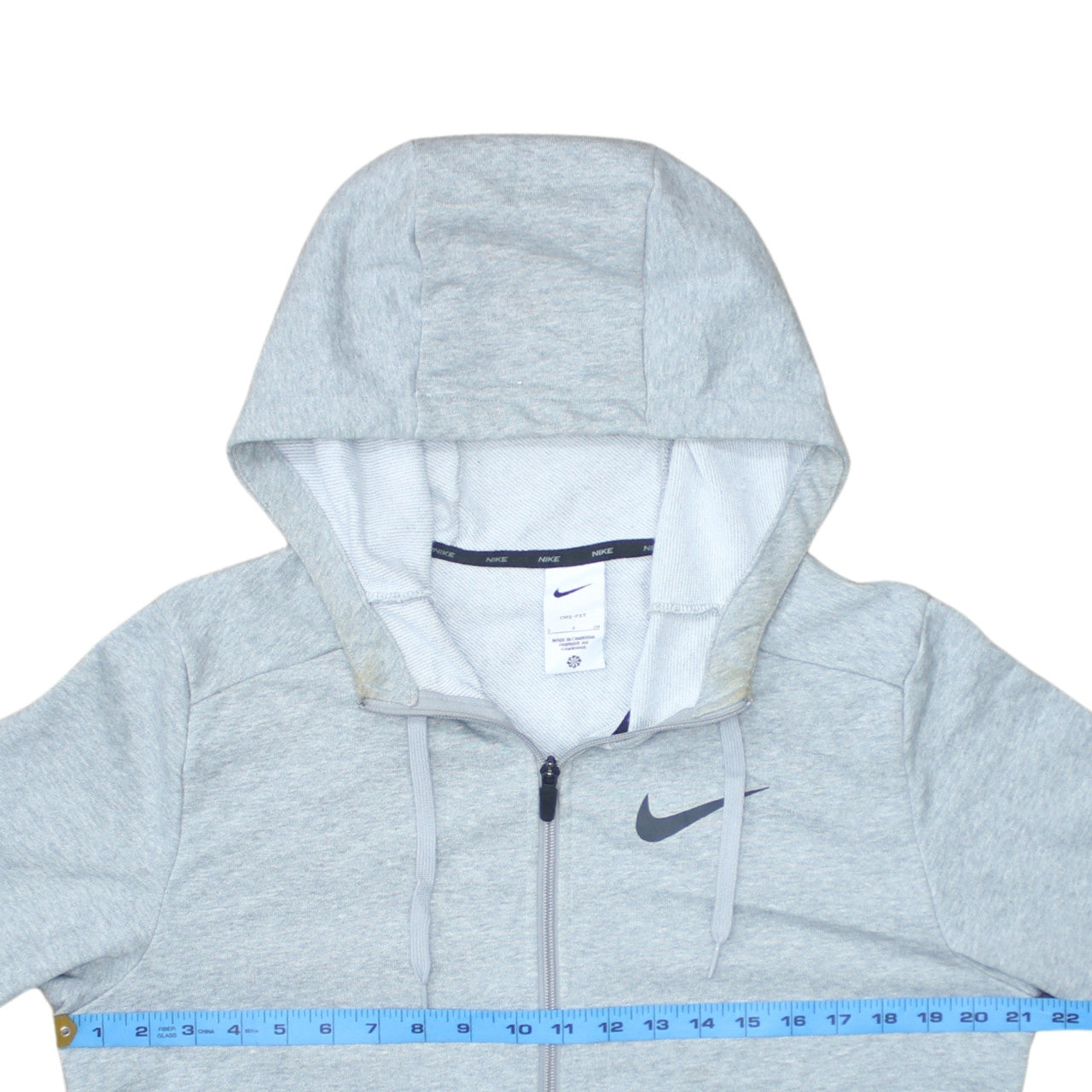 Nike Men's Grey Full Zip Dri-FIT Hoodie Size S Regular Fit Sportswear