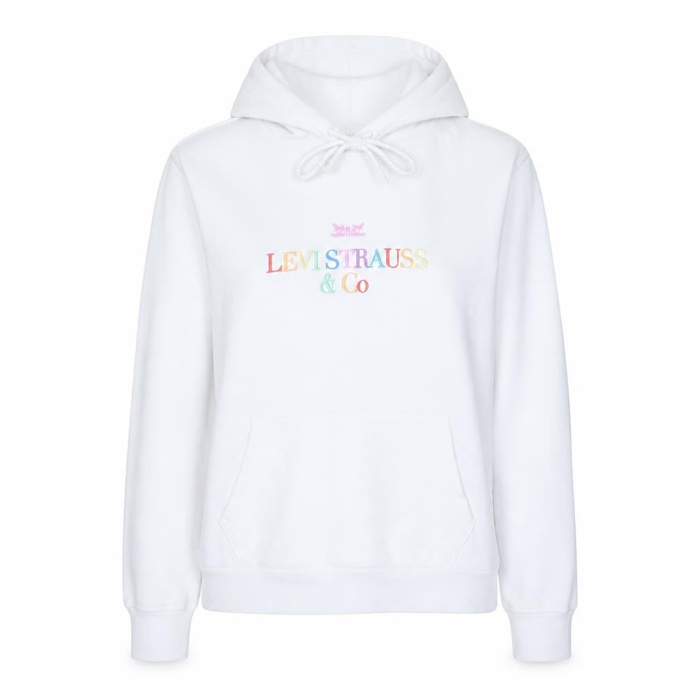 Levi's Women's White XS Pullover Hoodie with Rainbow Logo