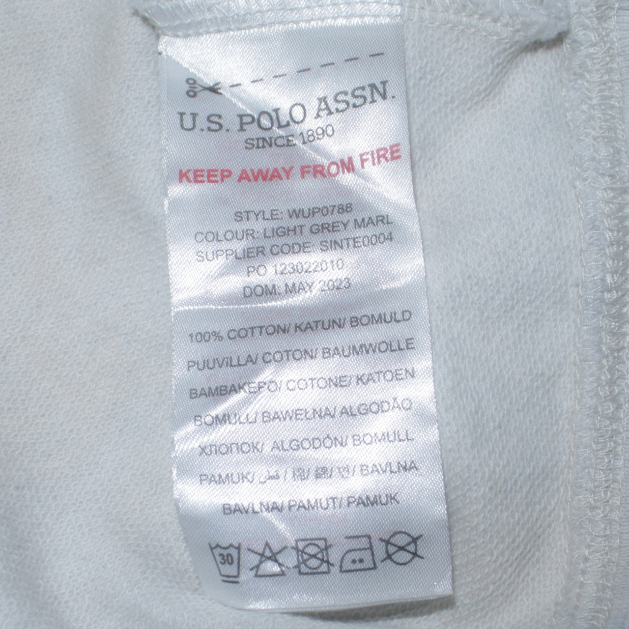 U.S. Polo Assn Women Light Grey Marl Cotton Sweatshirt M/12