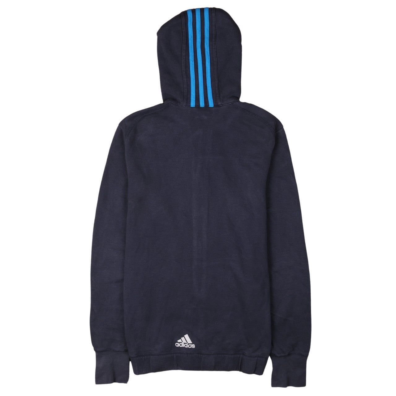 Adidas Boys Blue Full Zip Hoodie 15-16 Years Logo Fleece Sweatshirt