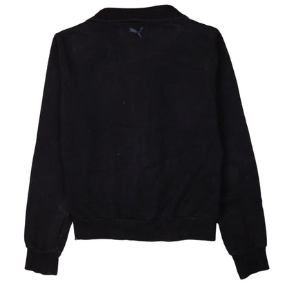 Back view of Puma Women's Black, size 8, Track Jacket Full Zip Logo Fleece