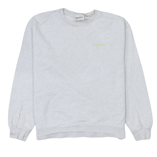 Carhartt Men's Grey Embroidered Logo Crew Neck Sweatshirt M