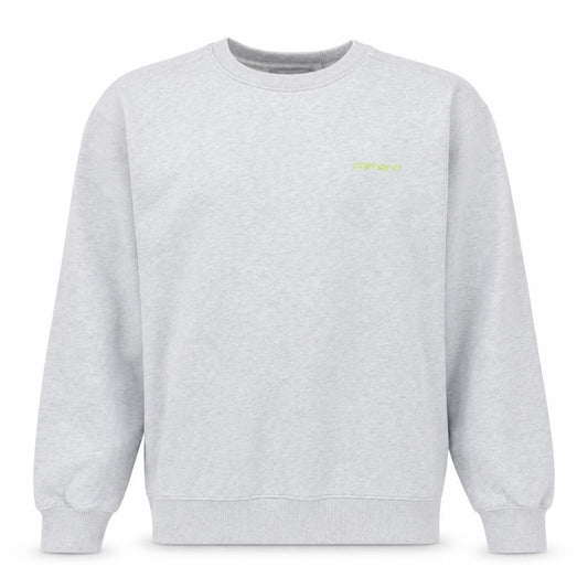 Front view of Carhartt Men's Grey Embroidered Logo Crew Neck Sweatshirt M