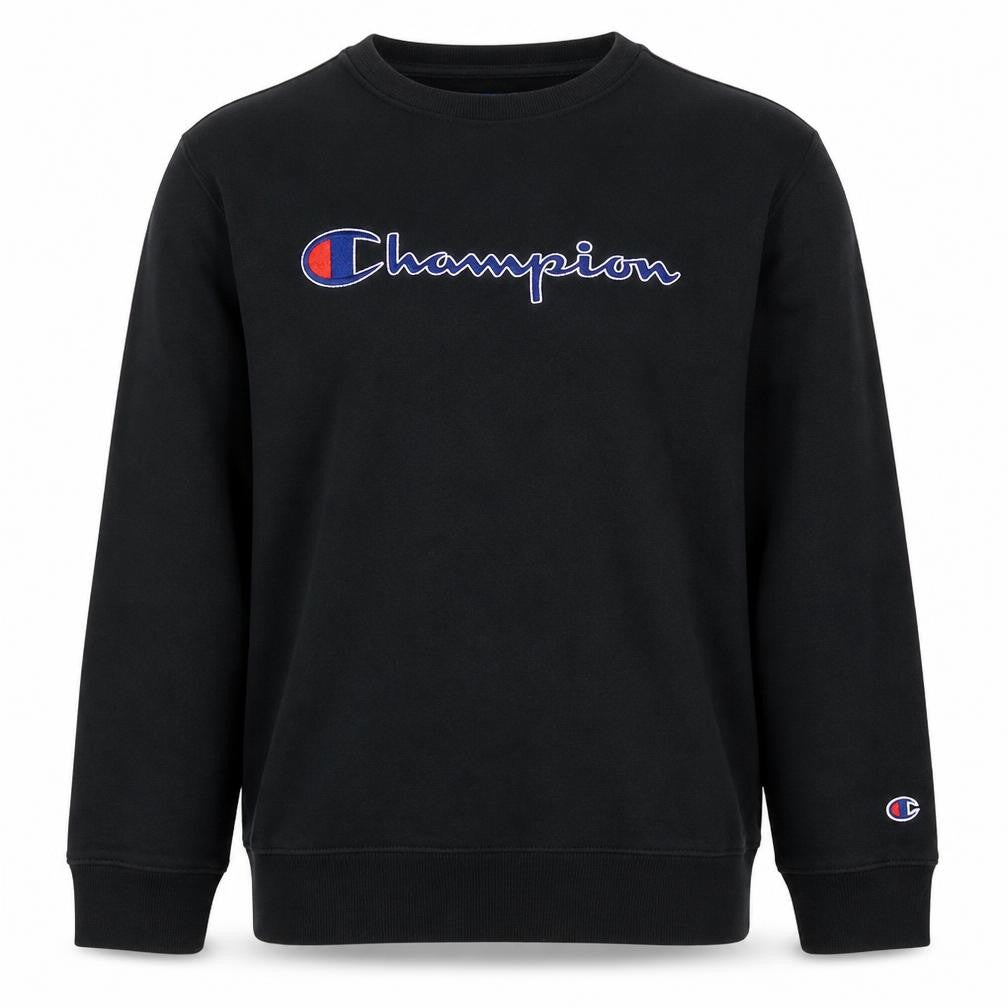 Champion Boys Black Pullover Sweatshirt L Embroidered Logo Crew Neck