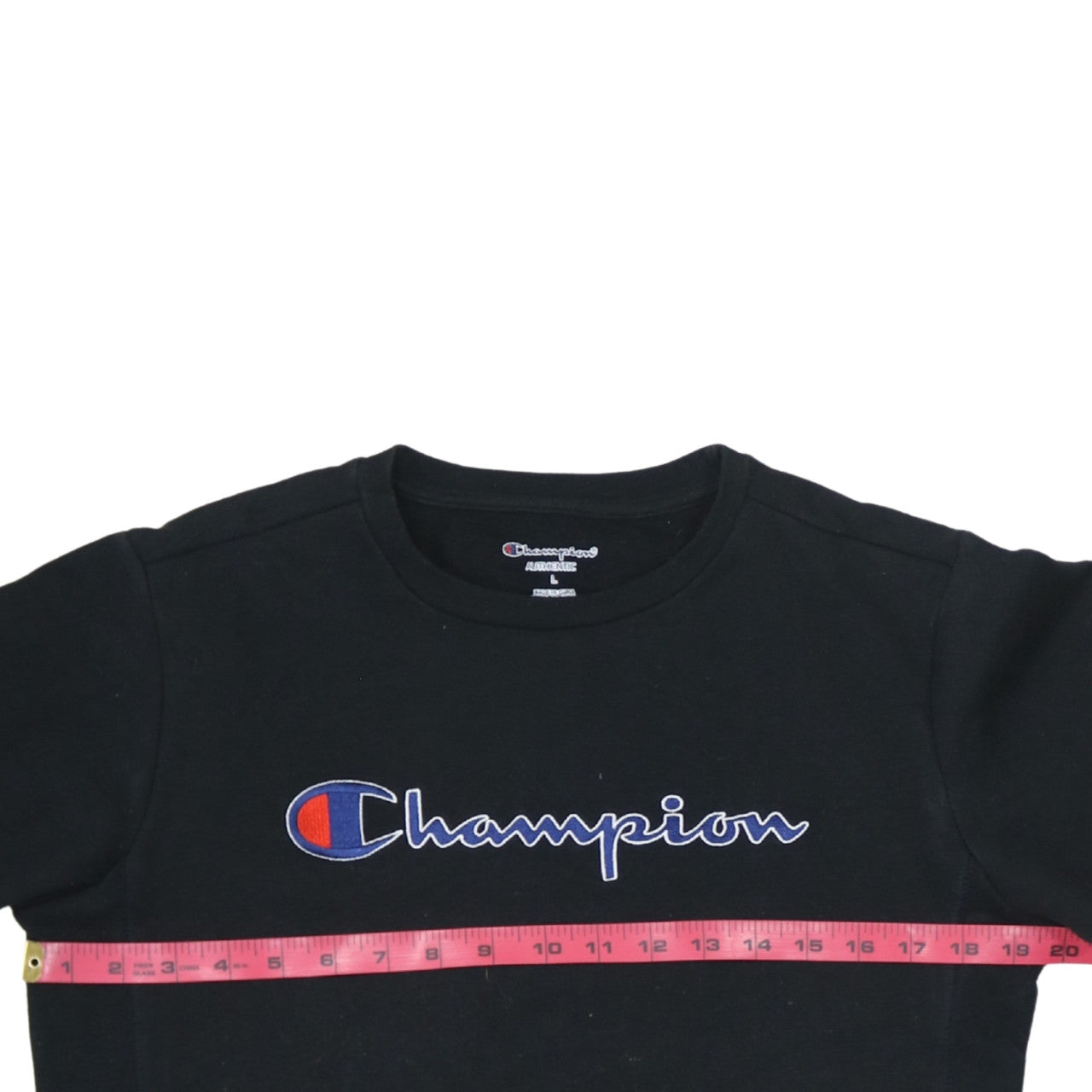 Champion Boys Black Pullover Sweatshirt L Embroidered Logo Crew Neck