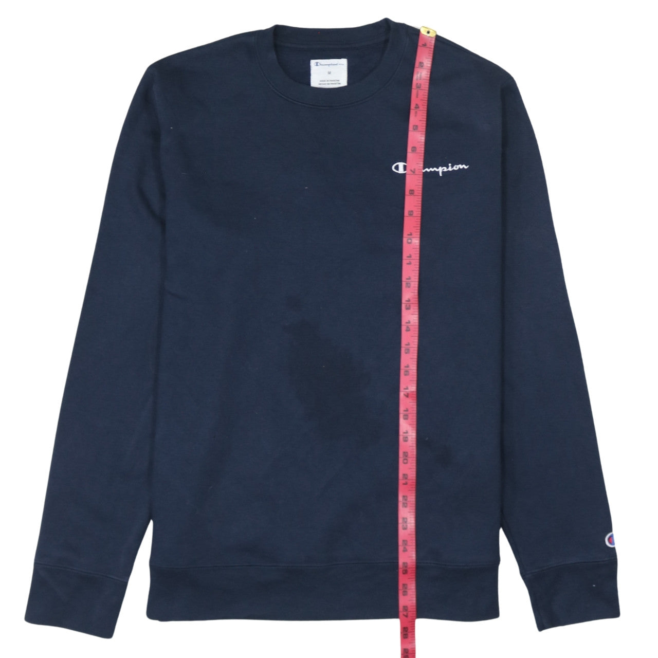 Champion Men Blue Pullover Sweatshirt Medium Crew Neck Logo