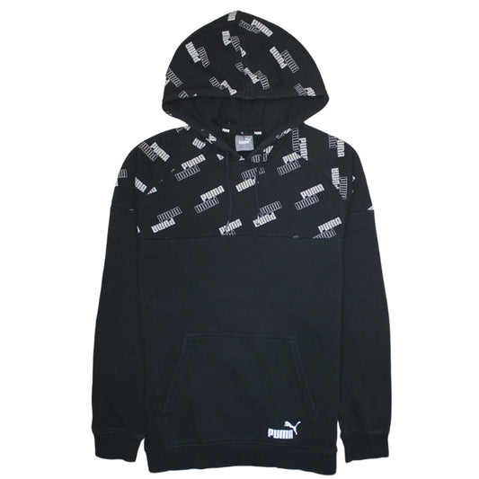 Puma Mens Black Pullover Hoodie Small Logo Sportswear Fleece
