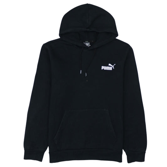 Puma Women's Black Small Pullover Hoodie with Logo and Kangaroo Pocket
