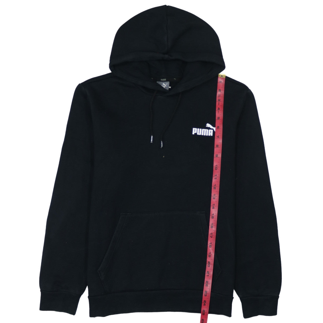 Puma Women's Black Small Pullover Hoodie with Logo and Kangaroo Pocket