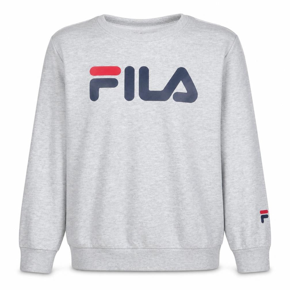 Fila Mens Grey XS Pullover Sweatshirt Crew Neck Logo Print
