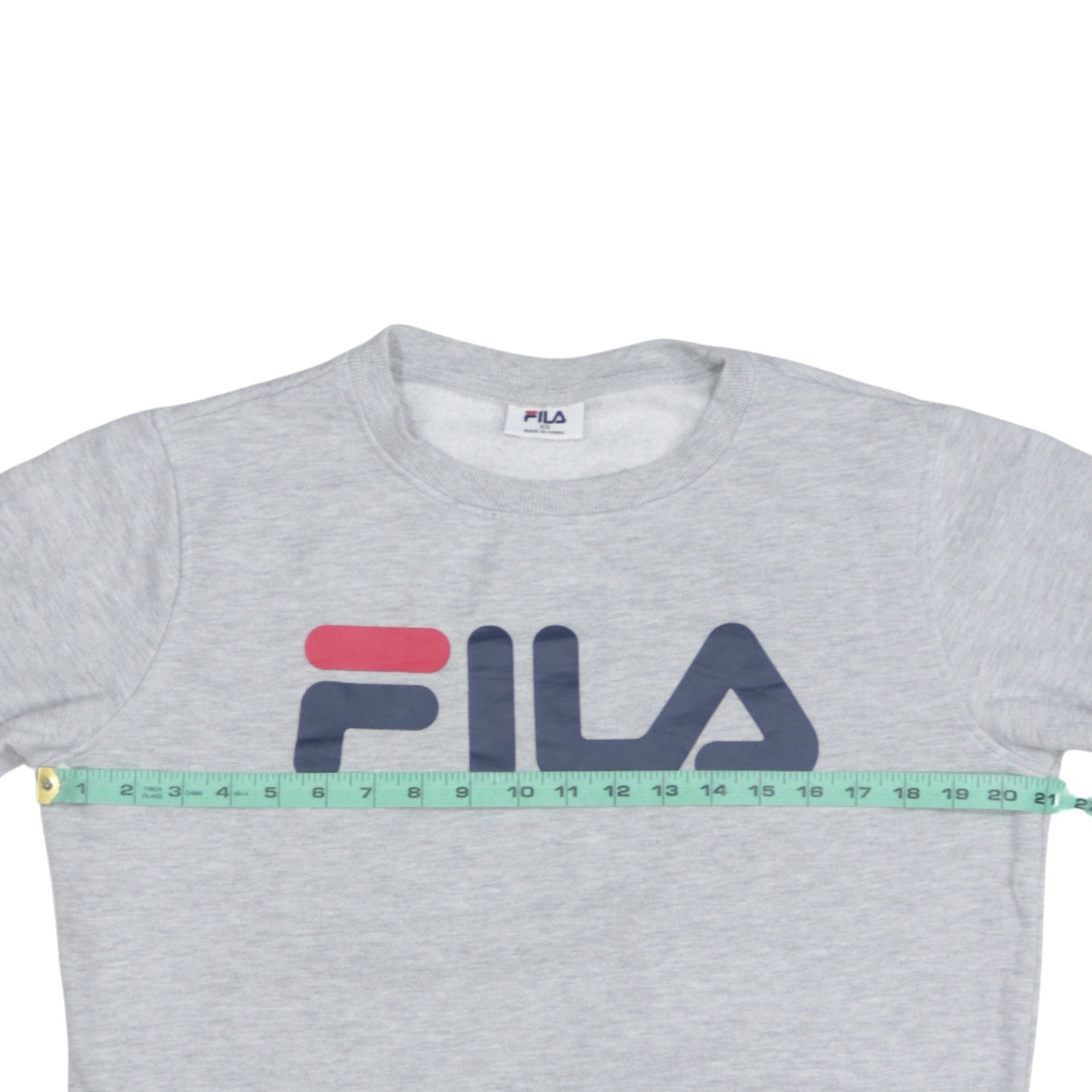 Fila Mens Grey XS Pullover Sweatshirt Crew Neck Logo Print