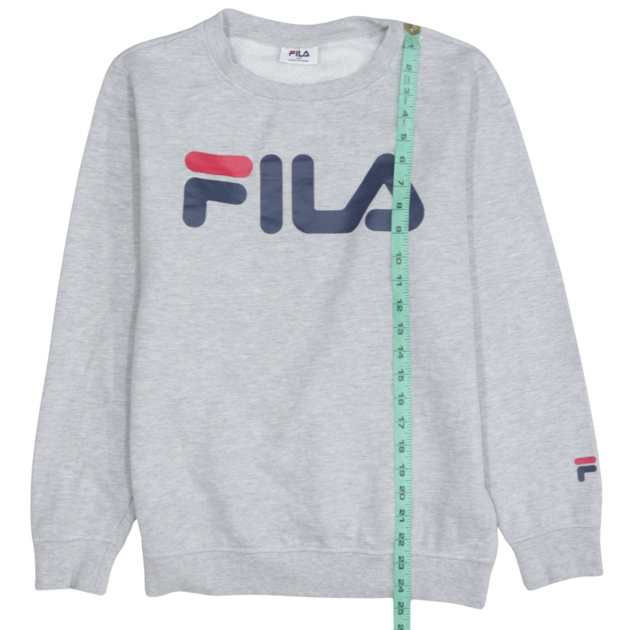 Fila Mens Grey XS Pullover Sweatshirt Crew Neck Logo Print