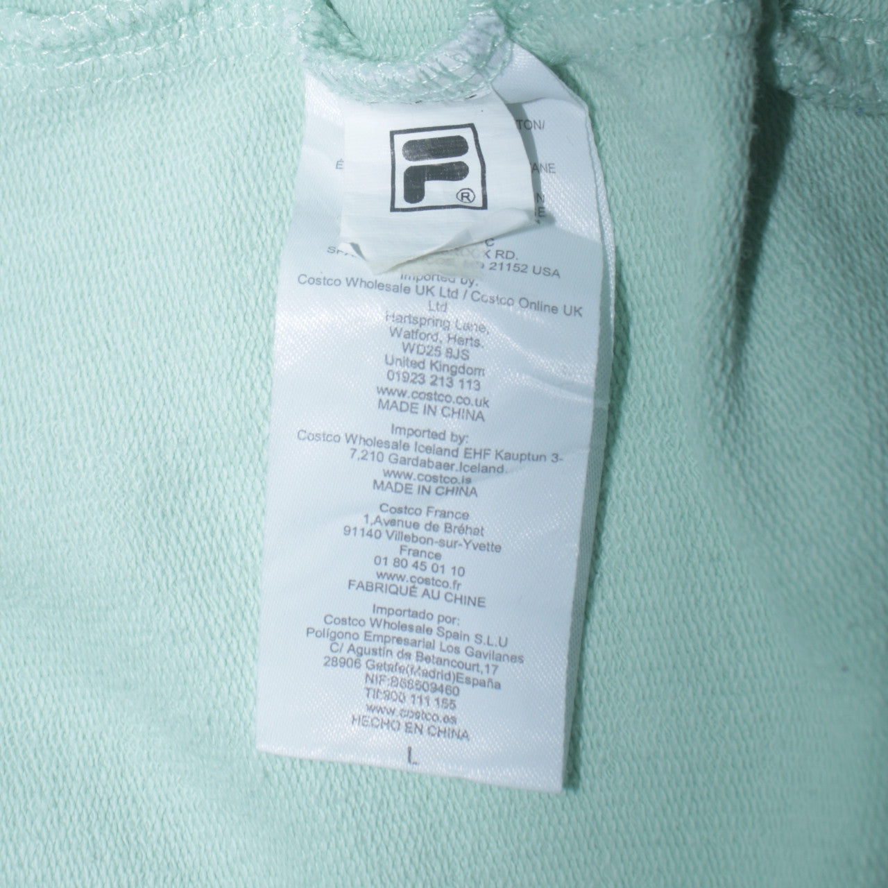 FILA Women's Mint Green Crew Neck Sweatshirt Size L Cotton Casual