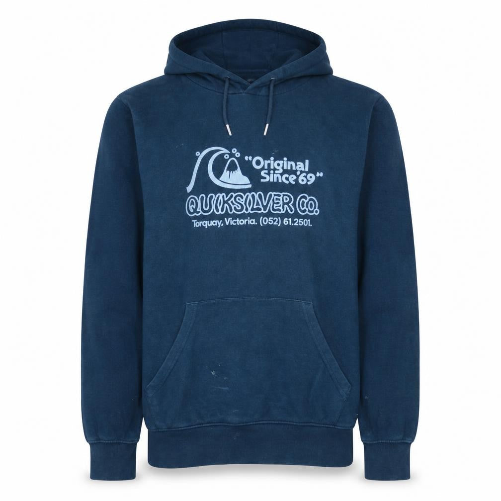 Quiksilver Men’s Blue Pullover Hoodie Small Regular Fit Surf Style
