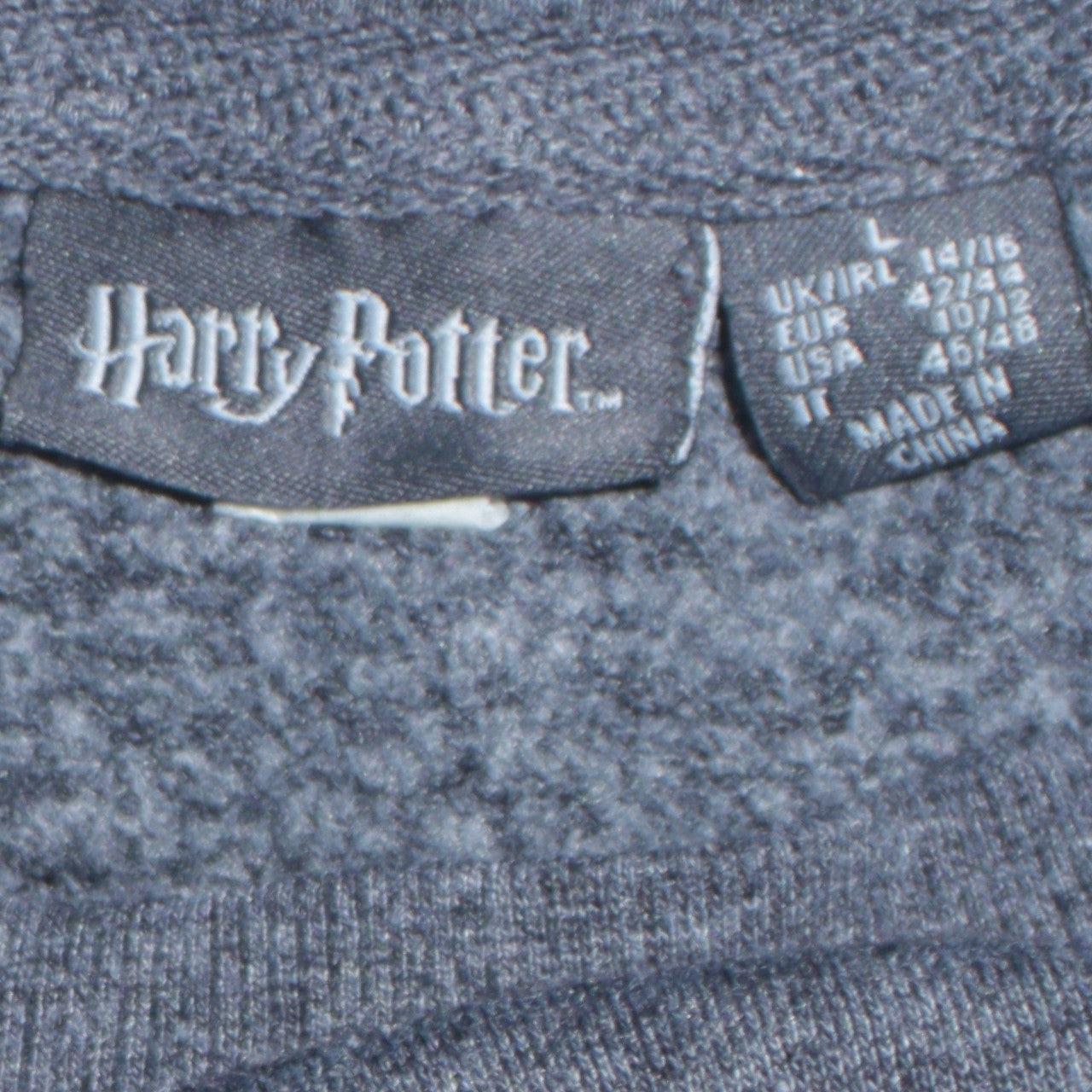 Harry Potter Unisex Adults Grey Sweatshirt L Crew Neck Graphic Print