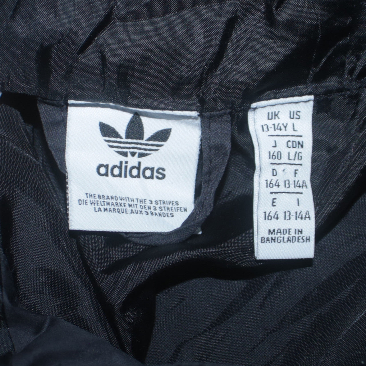 Adidas Boys Black Hooded Puffer Jacket 13-14 Years Lined Full Zip