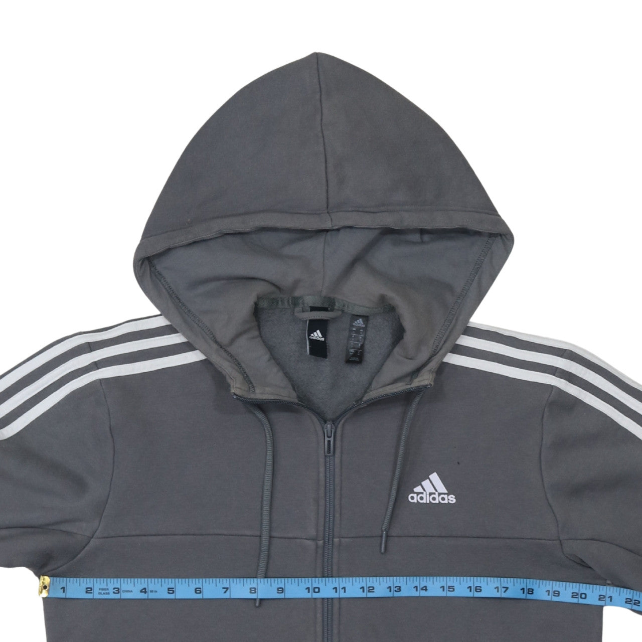 Adidas Men's Grey Full Zip Hoodie Size S Sports Fleece Jacket