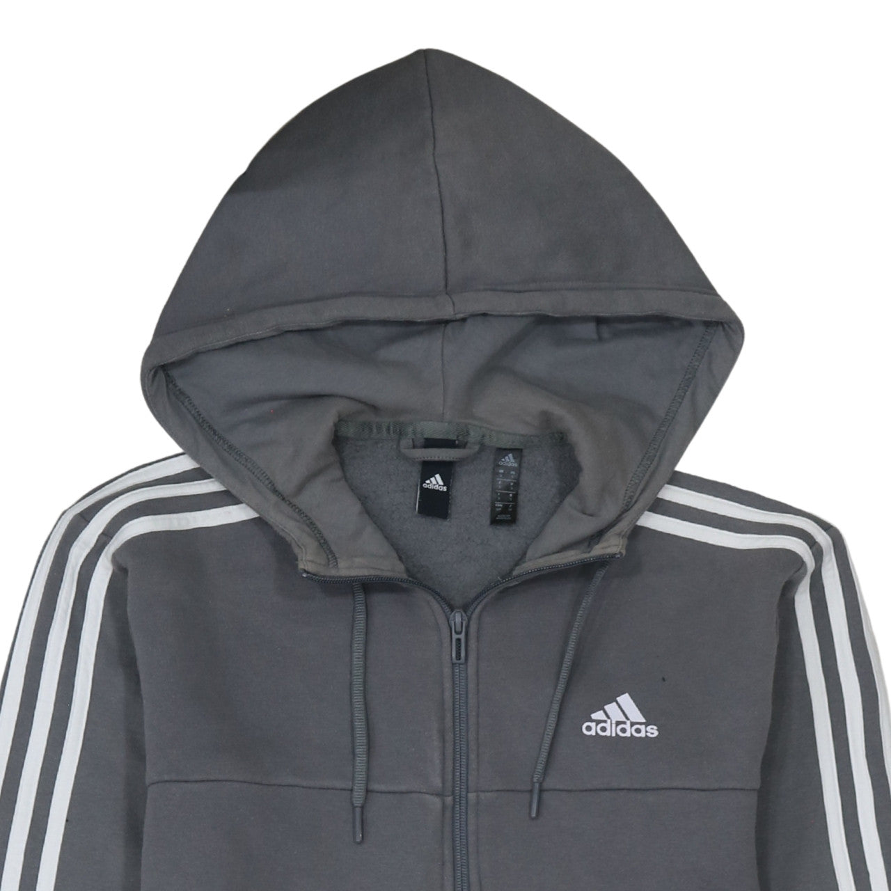 Adidas Men's Grey Full Zip Hoodie Size S Sports Fleece Jacket