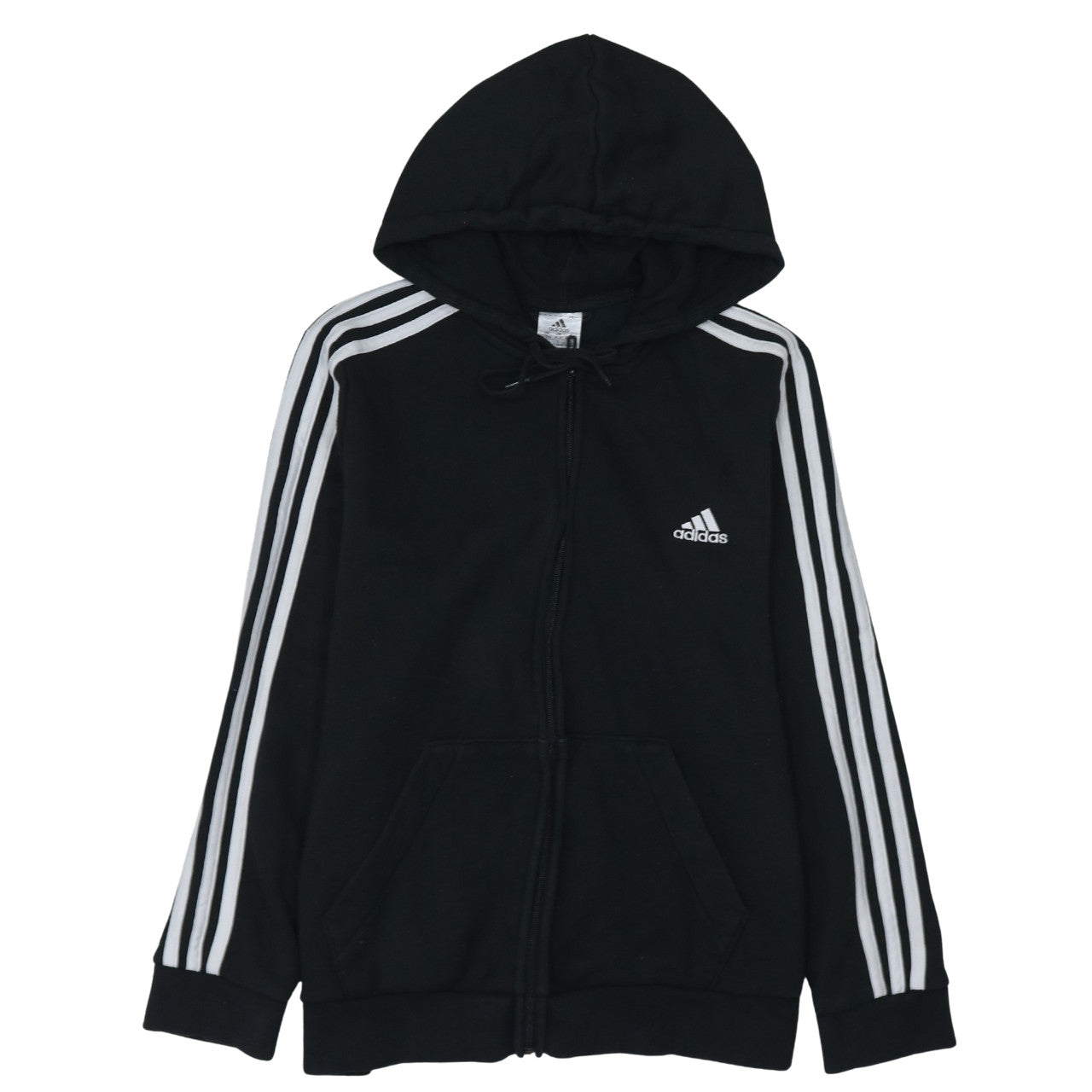 Adidas Women Black Full Zip Hoodie XL Fleece Lined Sportswear