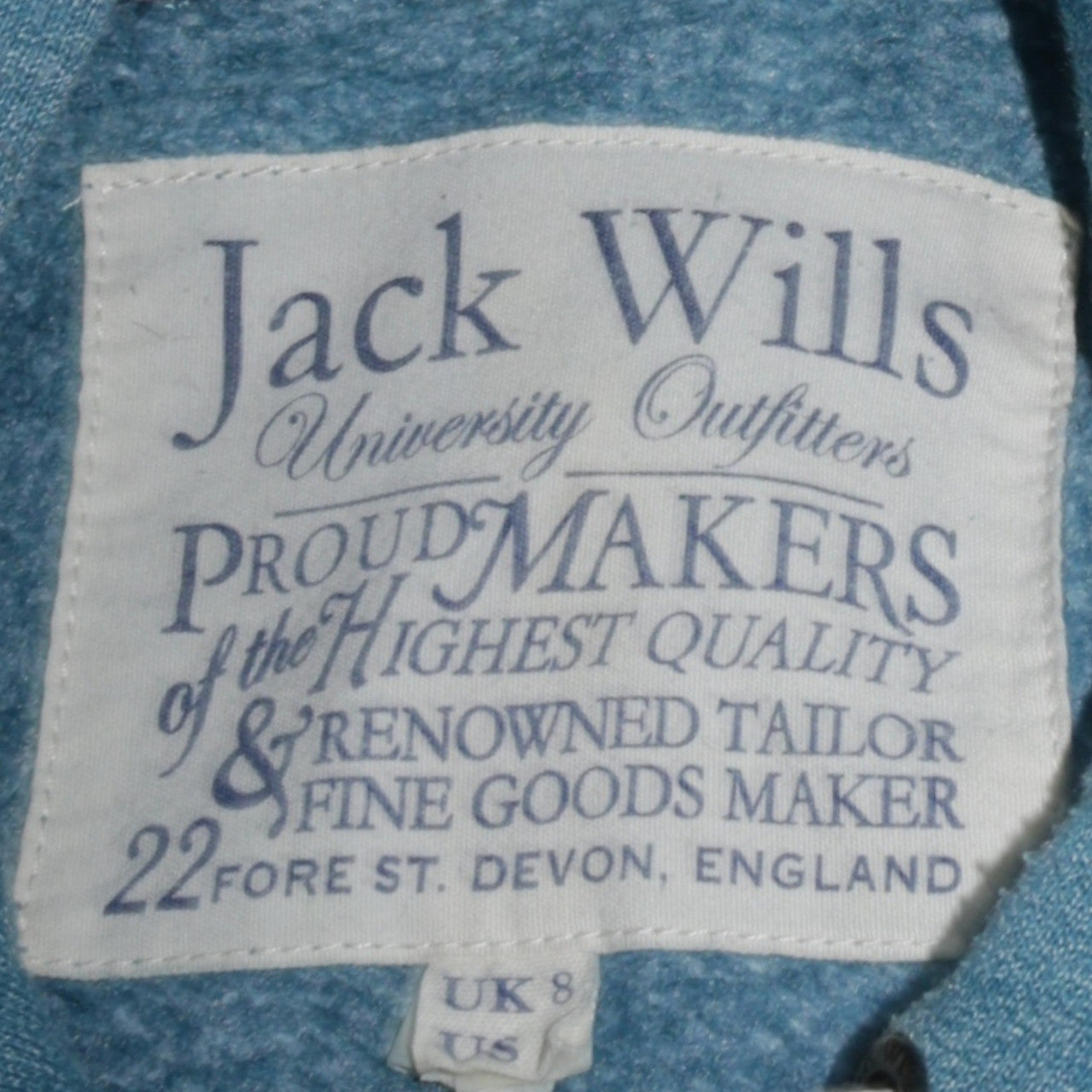 Jack Wills Women's Blue Pullover Hoodie UK 8 JW Logo Casual Sweatshirt