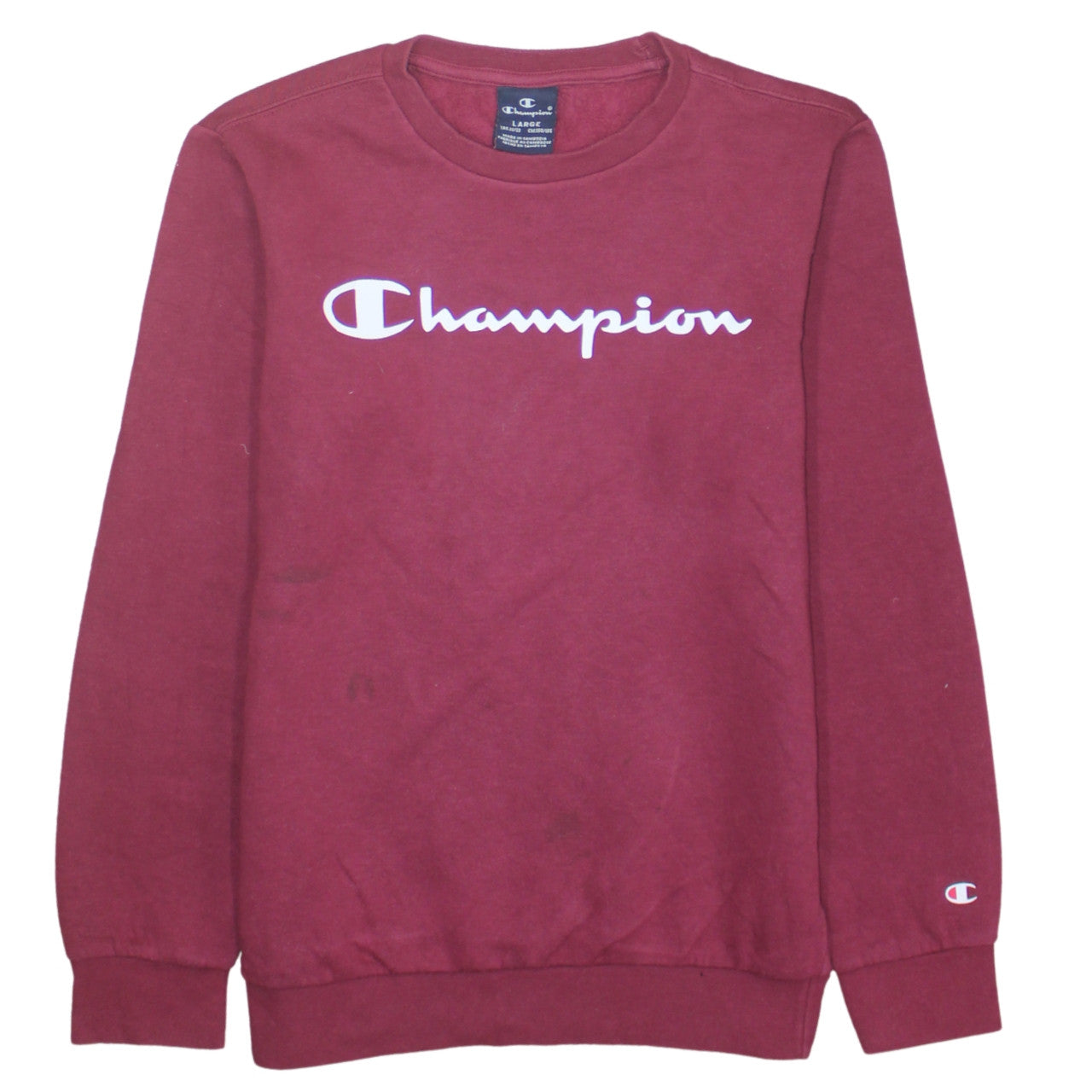 Champion Girls Red Pullover Sweatshirt Size L Logo Crew Neck Fleece
